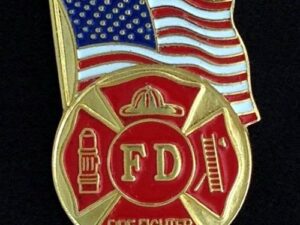 US Flag Fire Department Lapel Pin New