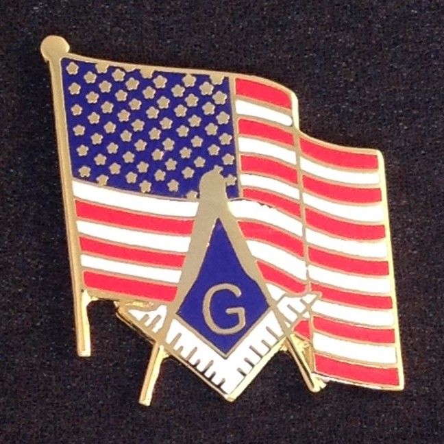 Order of Eastern Star Mason Masonic & American Flag Pin Back Lapel 