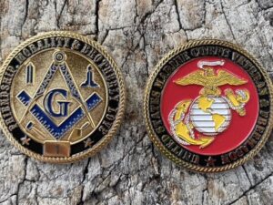 Masonic US Marine Corps Veteran Challenge Coin