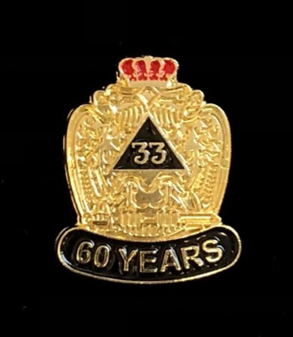 Scottish Rite 33rd Degree 60 Year Lapel Pin New