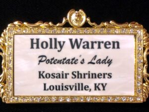 Shrine Divan Lady Badge Crystals Rectangle Mother of Pearl