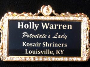 Shrine Divan Lady Badge Crystals Rectangle Black