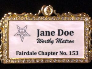 Lady Badge Crystals Rectangle Mother of Pearl