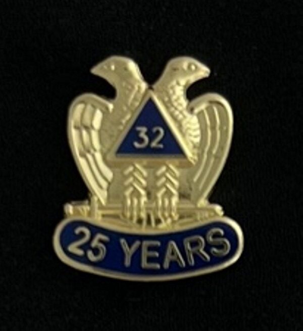 Scottish Rite 25 Year Lapel Pin - Style 2
