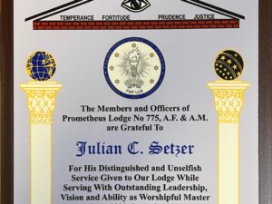Custom Masonic Past Master Plaque