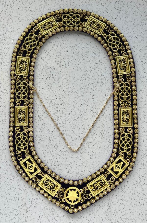 Masonic Grand Lodge Chain Collar with Rhinestone Trim