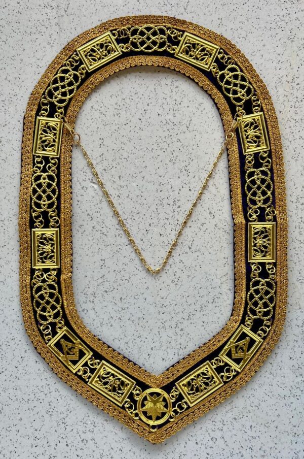 Masonic Grand Lodge Chain Collar with Metallic Gold Trim